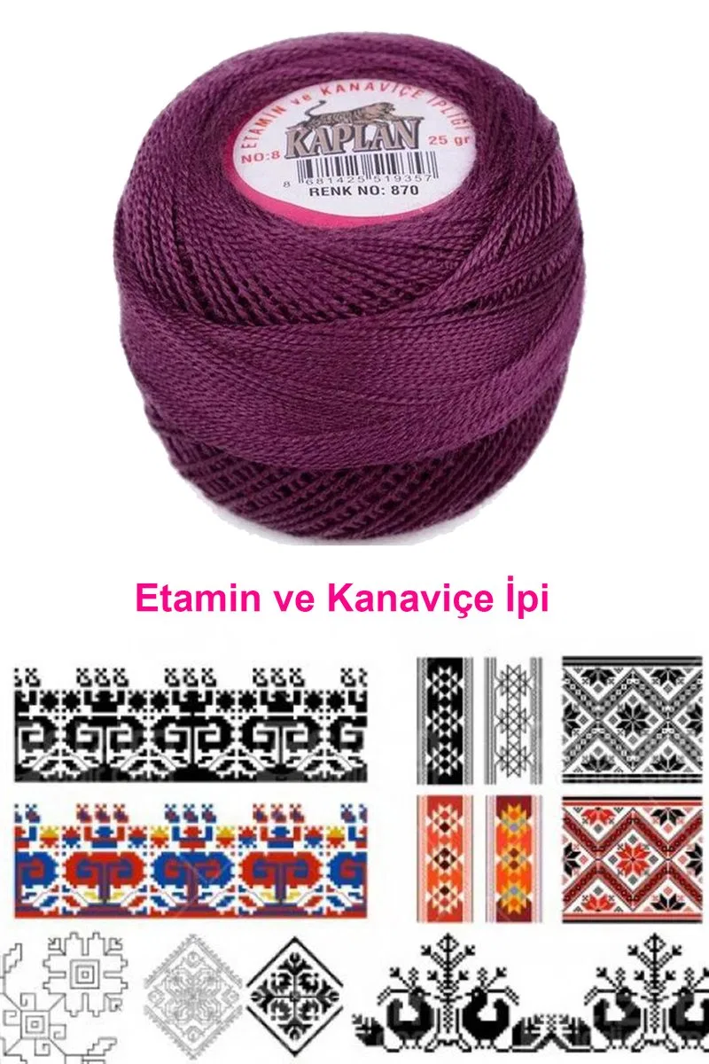 Kaplan Etamin Ve Kanaviçe İpi 8 No Kod/Renk: 870 - Royaleks görsel 2