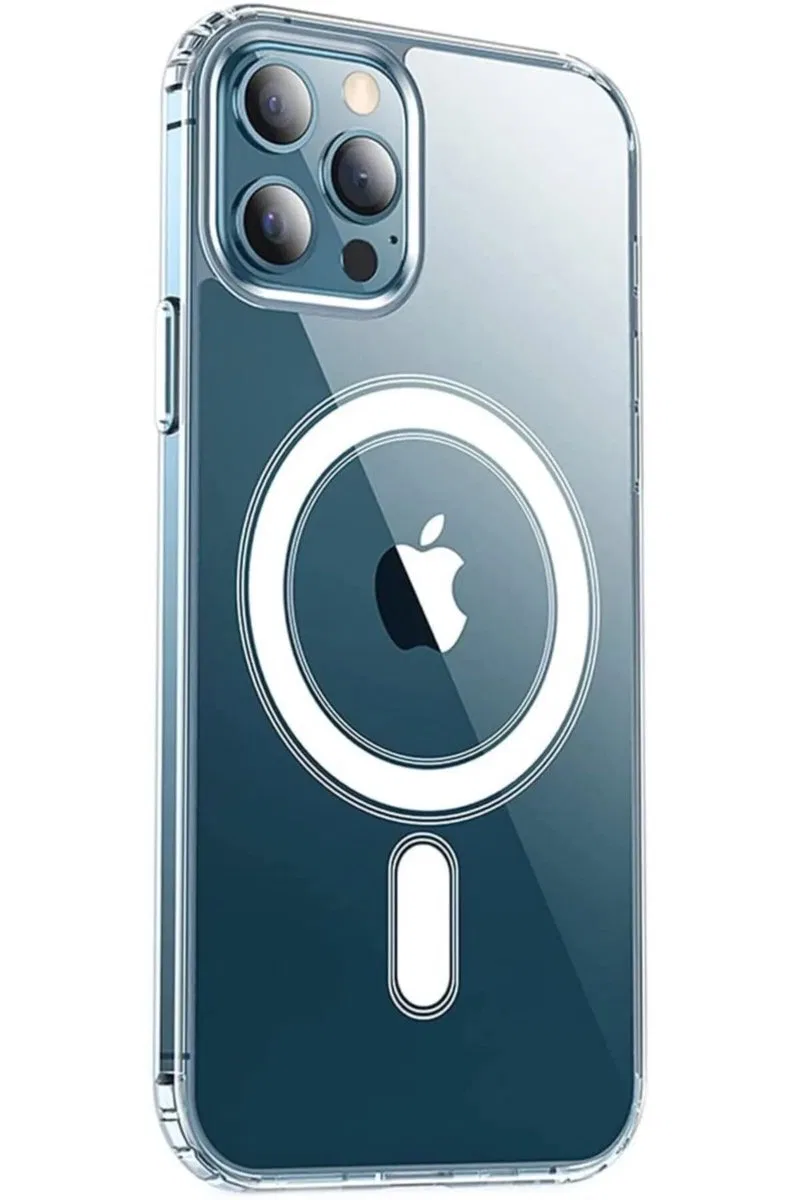 Iphone 12 Pro Max Kılıf Kamera Lens Korumalı Magsafe Destekli Şeffaf Darbe Emici Sert Kapak görsel 2
