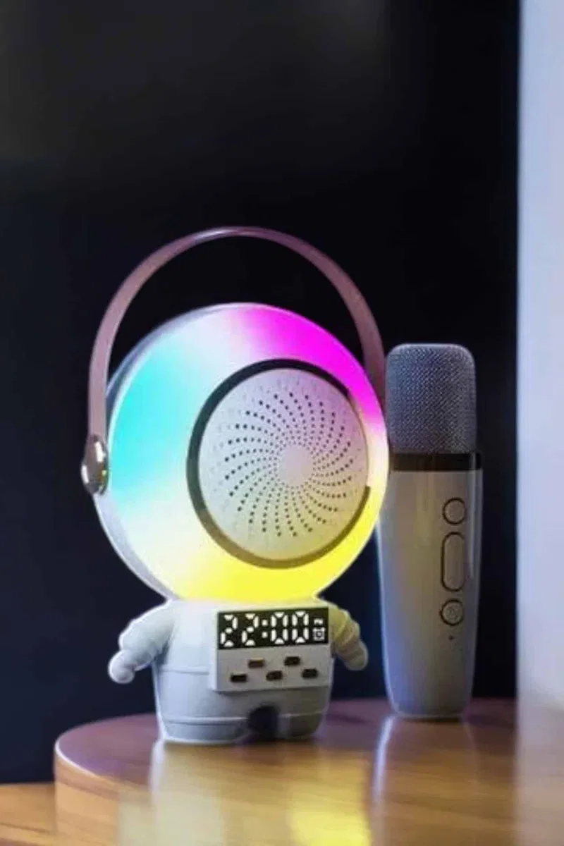 Mini Karaoke Astronot Bluetooth Speaker Karaoke Mikrofon görsel 4
