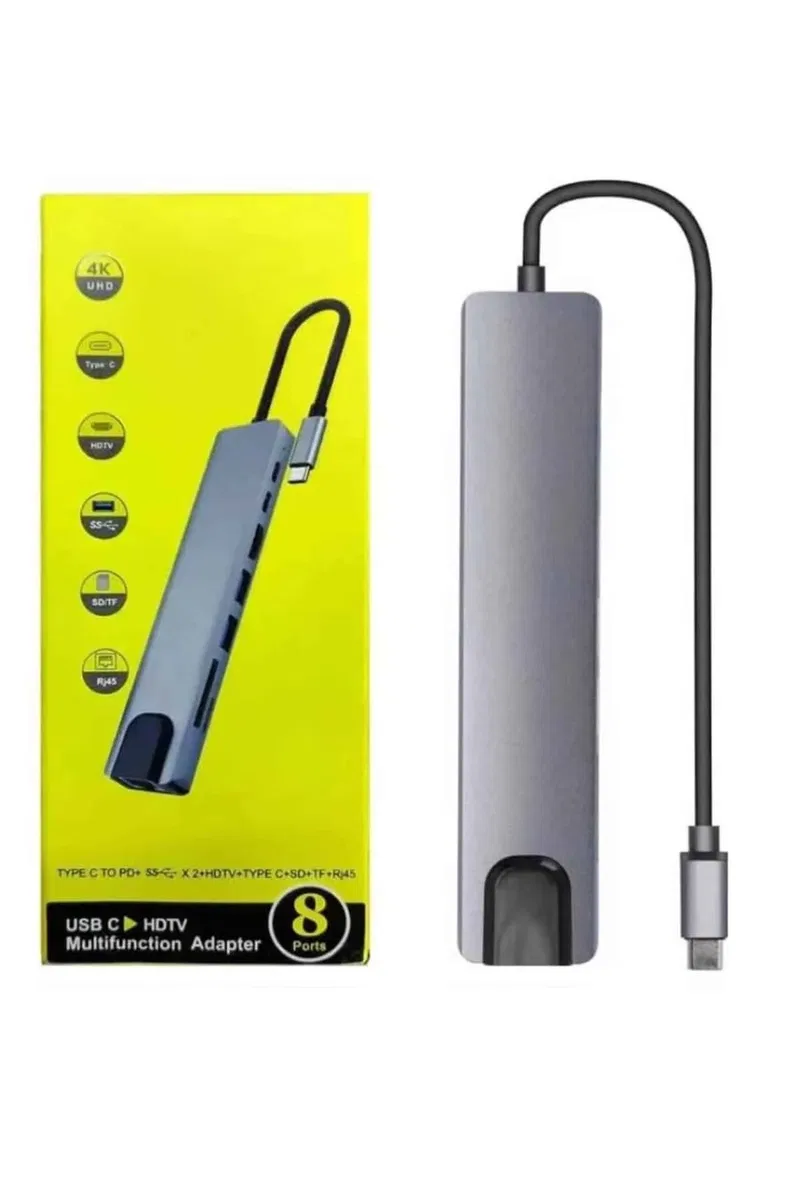 Macbook Pro/air Uyumlu USB Type-C 8 In 1 Hub Dönüştürücü Çevirici Çoklayıcı USB Hdmı Micro Sd 8 Girişli görsel 4
