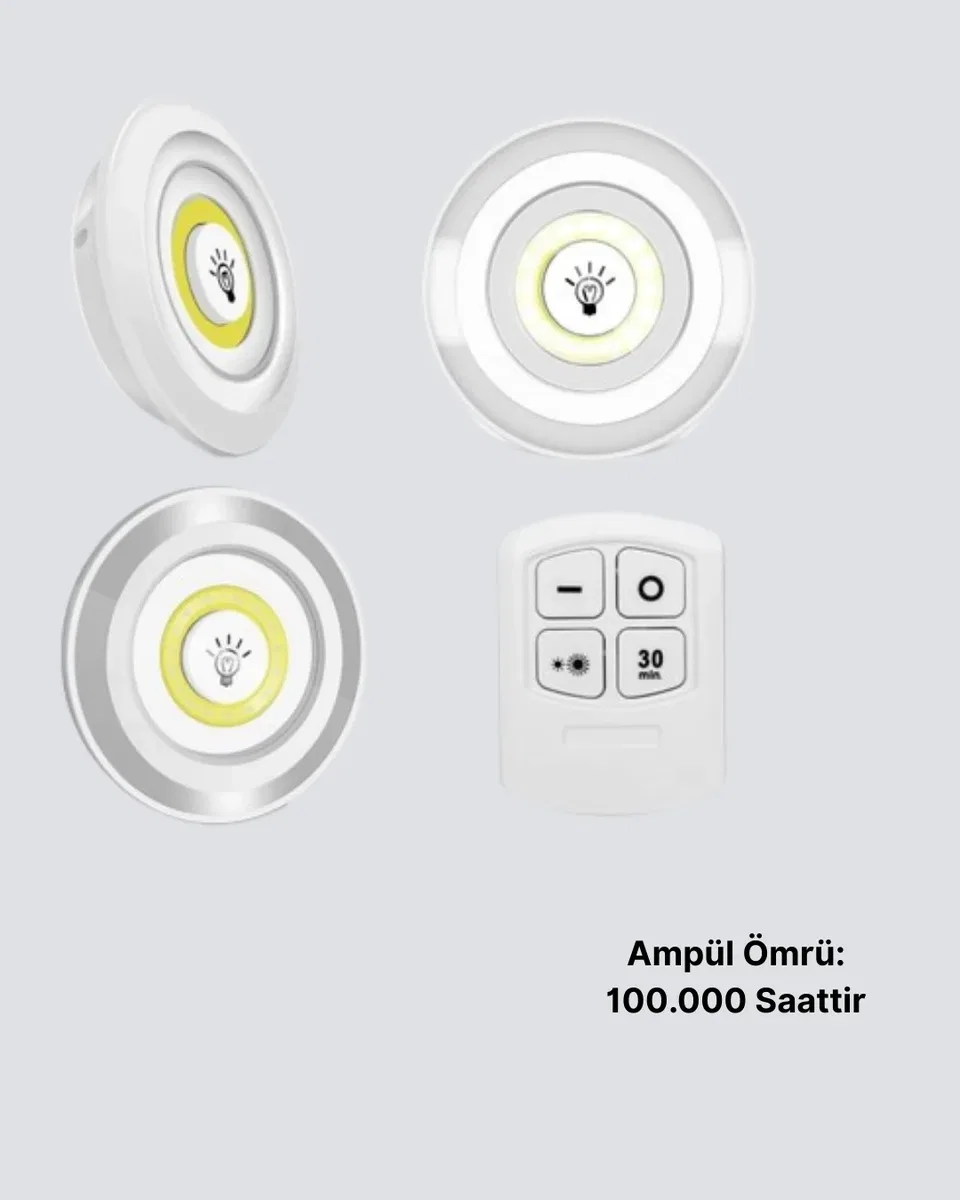 Kablosuz Gün Işığı 3’lü LED Spot Lamba Kumandalı görsel 5