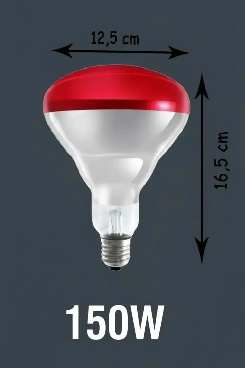150w Kızılötesi (infrared) Isıtıcılı Hayvan Isıtma Ve Kuluçka Lambası (kırmızı Işık) E27 (kalın Duy) görsel 3
