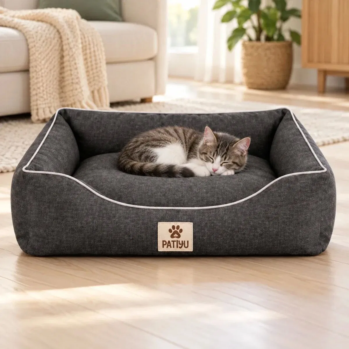 Kedi Köpek Yatağı Vera Premium Yatak - Antrasit / Large görsel 2