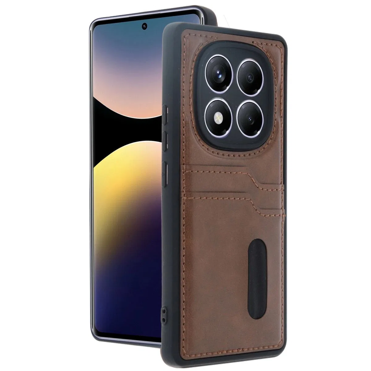 Xiaomi Redmi Note 14 Pro 4g Kılıf Sara Kartvizitli Deri Kılıf - Taba görsel 3