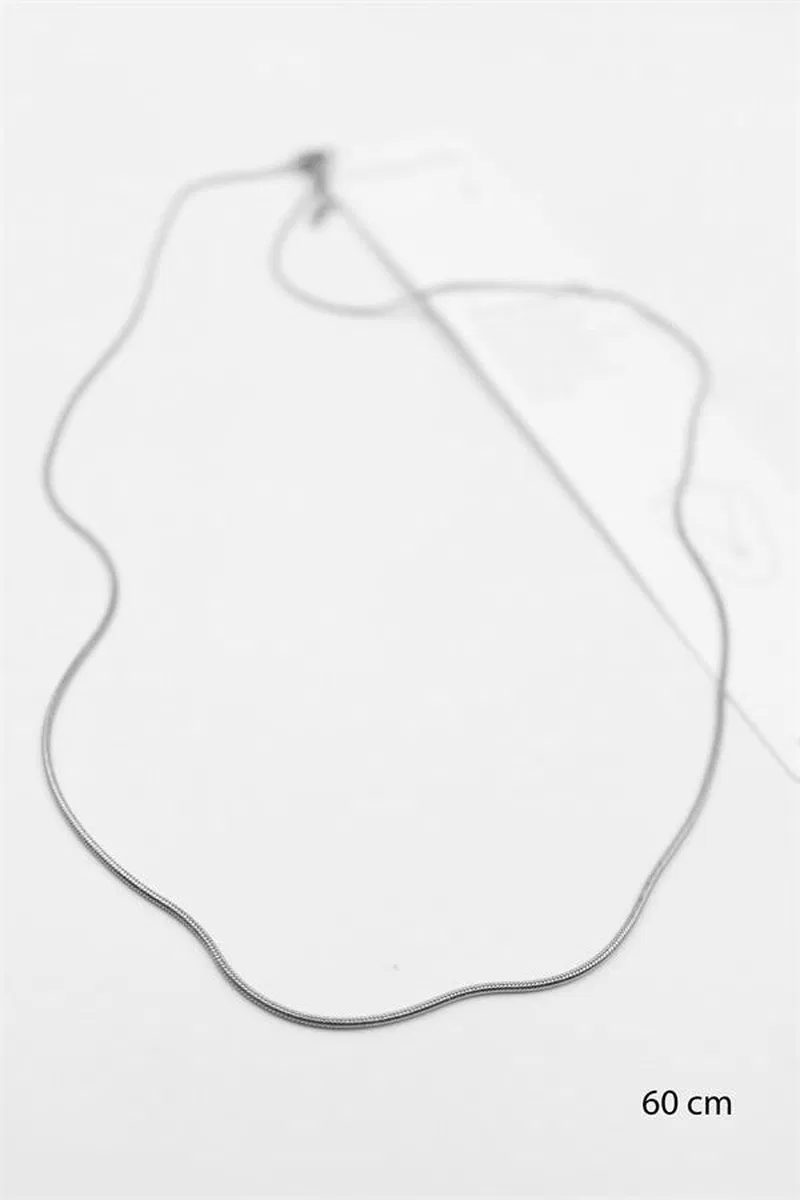 Yılan Zincir Kolye - 60cm - Gümüş görsel 2