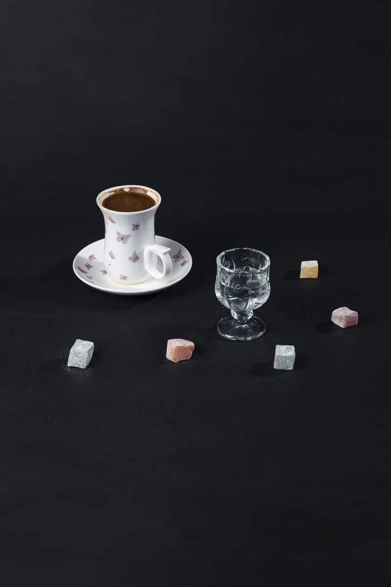 Ayaklı Kahve Yanı Bardağı Kristal Kesim Shot Bardak 7cm x 4 cm 6 Lı Set görsel 4