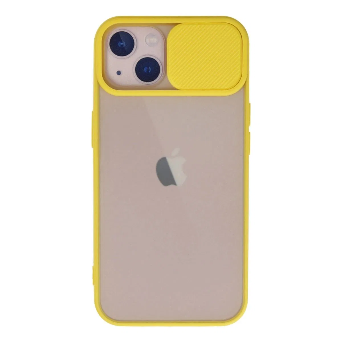 Apple İphone 13 Kılıf Palm Buzlu Kamera Sürgülü Silikon - Sarı