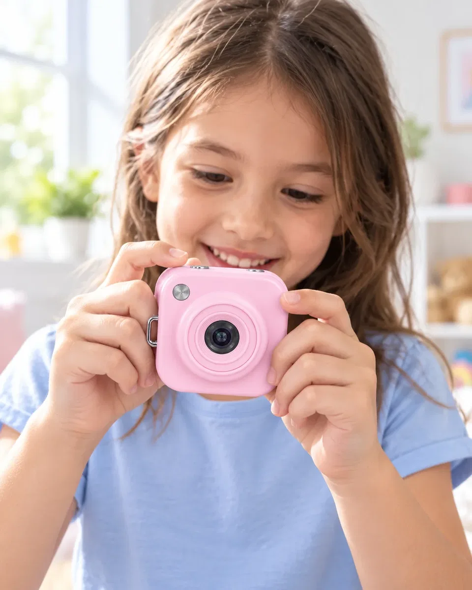 1. Cep Boy Pembe Dijital Fotoğraf Makinesi 2, 01 İnç Ekran ve Type C Şarj görsel 2