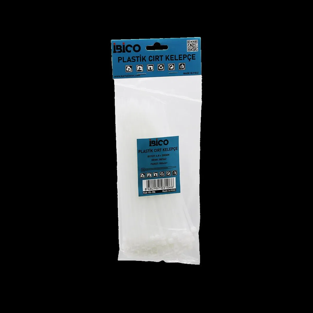Beyaz Plastik Cırt Kablo Bağı