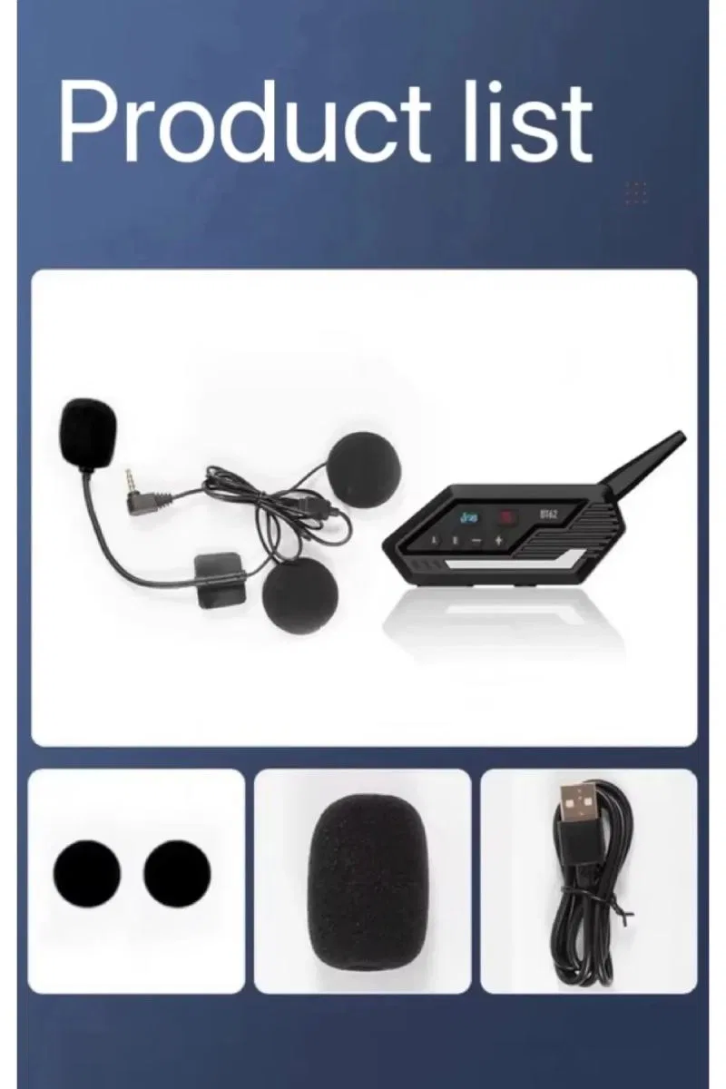 Bt62 Motosiklet Kask Kulaklığı Bluetooth Intercom 2 Intercom Bağlantılı görsel 3