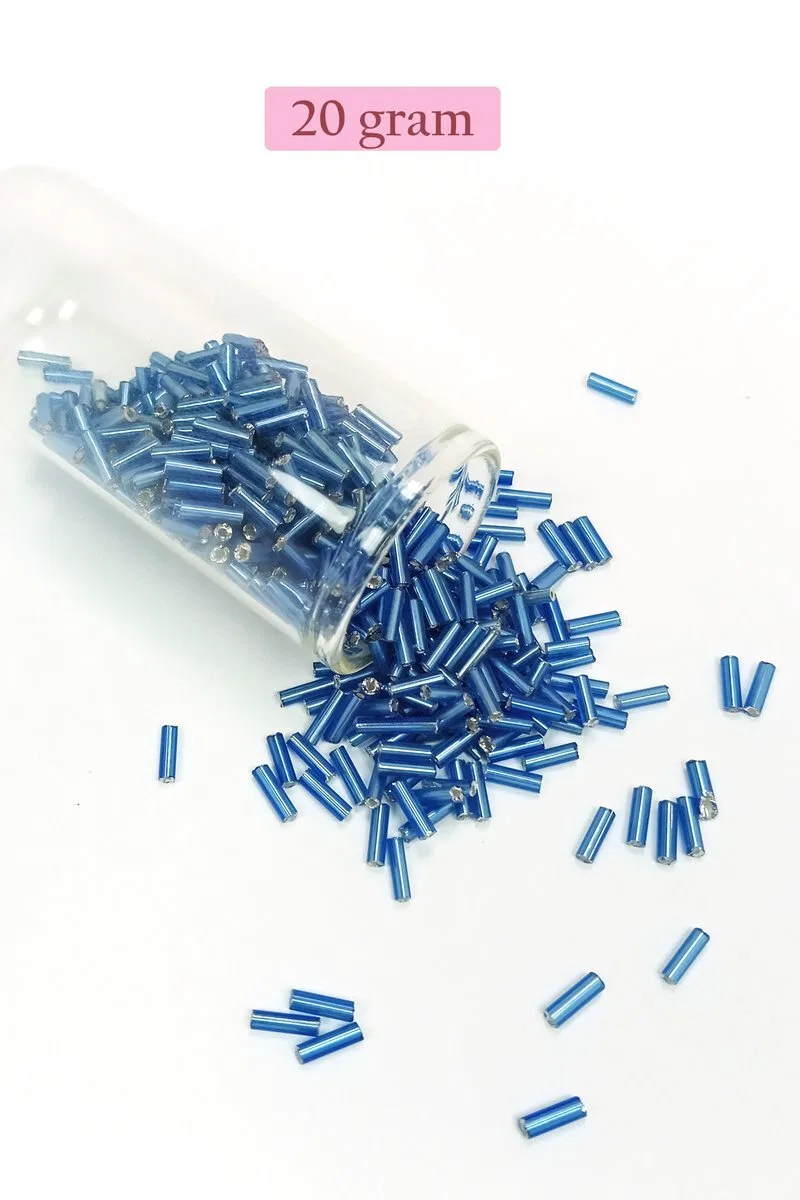 Uzun Boru Kesme Boncuk Çap 2mm Uzunluk 10 mm - 20 Gram - Mavi - BNC242