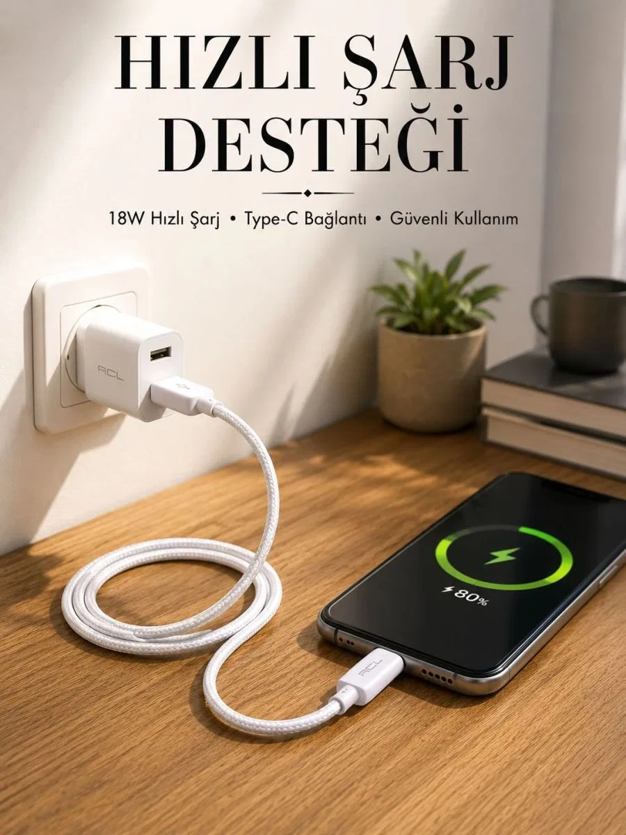Type-c Girişli Cihazlar İçin Şarj Kablosu