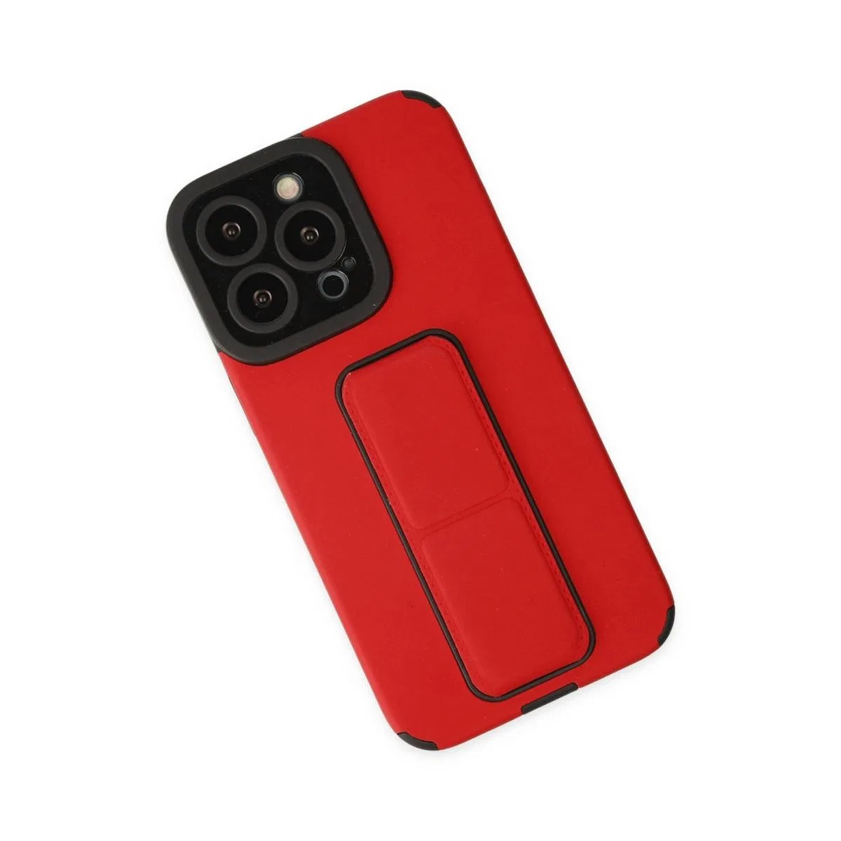Apple İphone 13 Pro Max Kılıf Mega Standlı Silikon - Kırmızı görsel 2