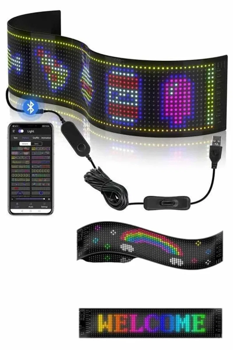 Cama Yapışan En Büyük Boy Telefon Kontrollü Led Ekran Digital Araba Yazısı görsel 3