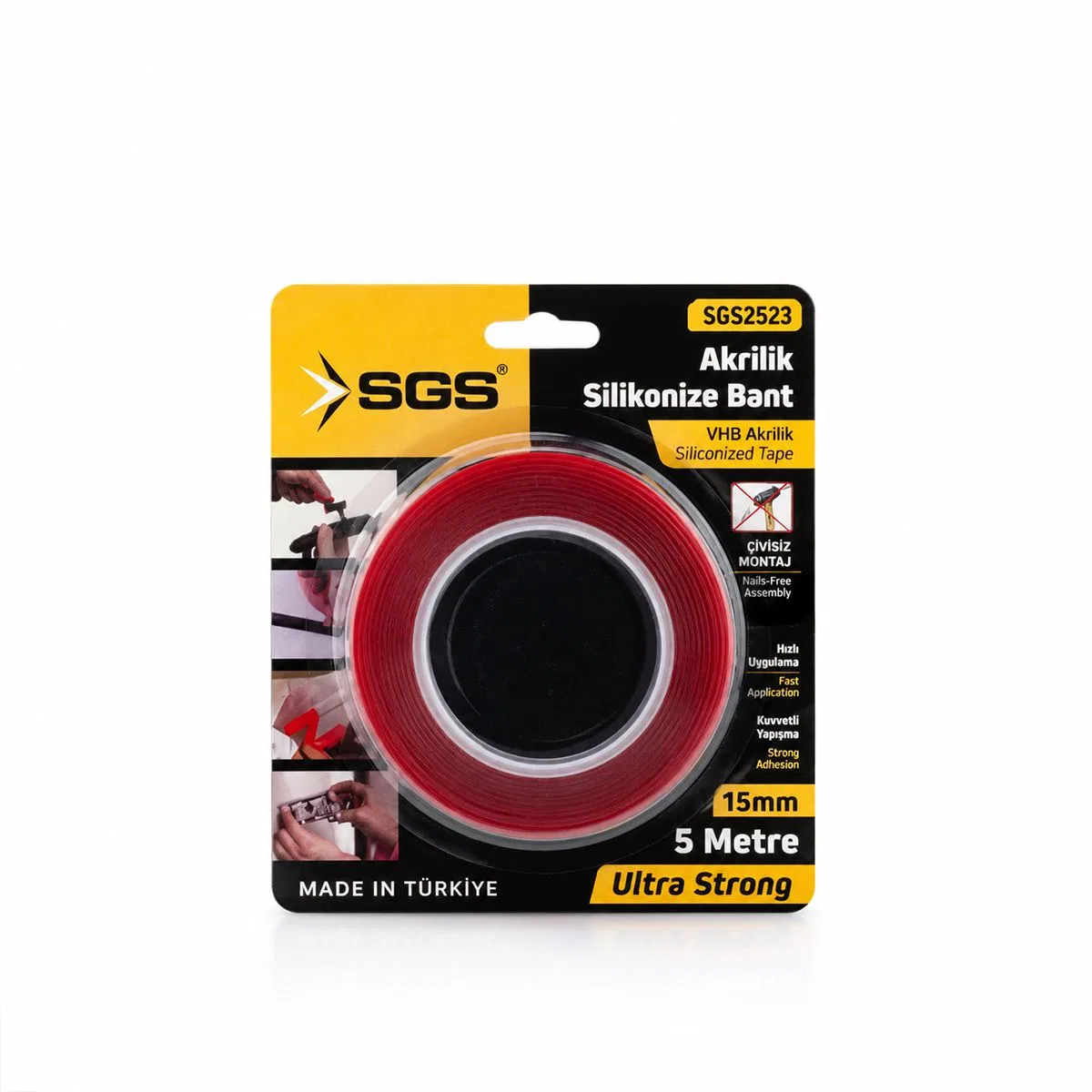 Akrilik Silikonize Çift Taraflı Bant (VHB) 15mm x 5yd görsel 2