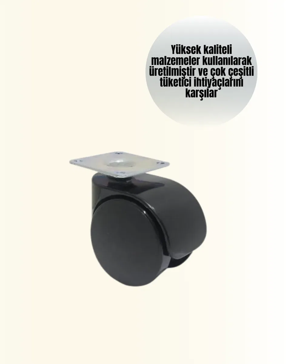 Masa ve Koltuk İçin Kilitsiz Tekerlek Seti 6 cm görsel 2