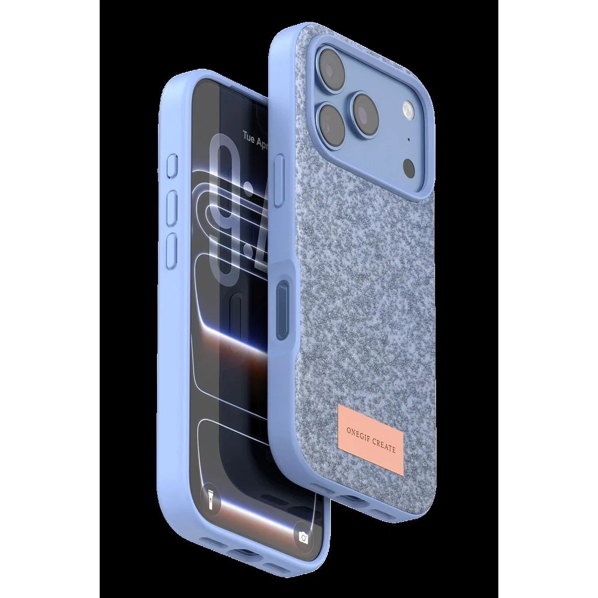 Onegif Apple İphone 18 Pro Max Bright Simli Kapak - Mavi