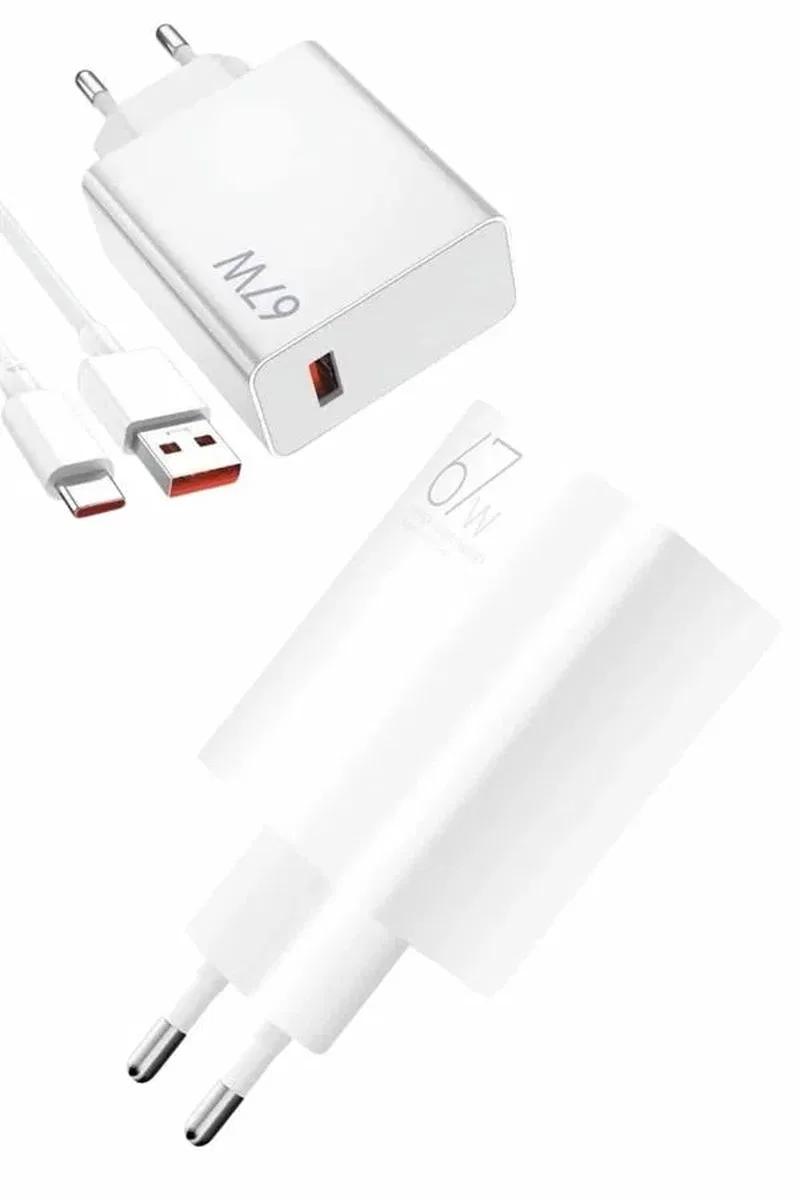 Beyaz Ultra Plus Hızlı Şarj Seti Şarj Adaptörü ve Kablosu 67W görsel 3
