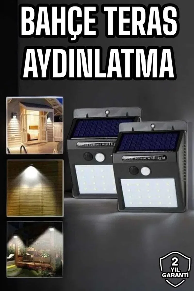 Solar Lamba Giriş, Bahçe Yol Avlu Hareket Sensörlü Led Parlak Gece Su Geçirmez görsel 2