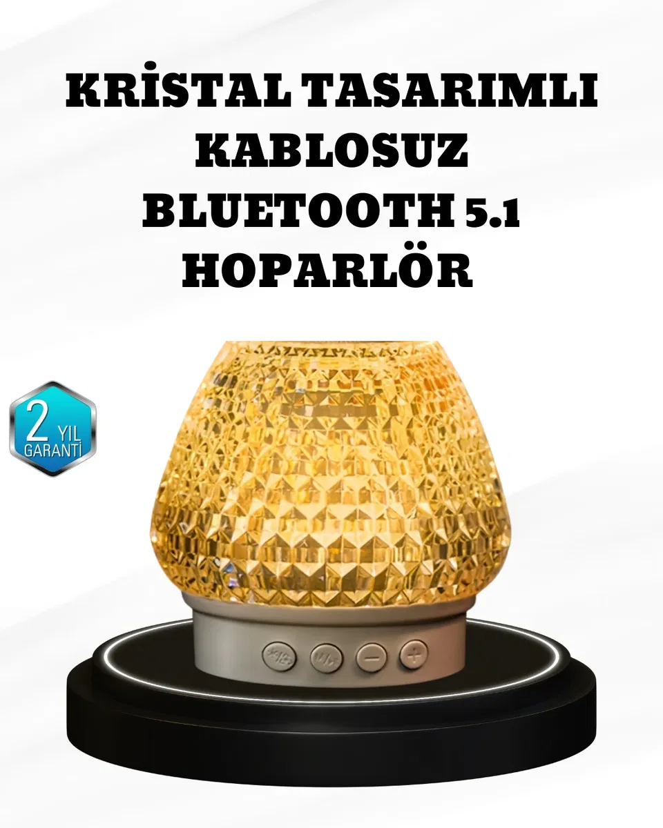 RGB LED Işıklı Kristal Tasarım Bluetooth 5. 1 Hoparlör 5W Taşınabilir