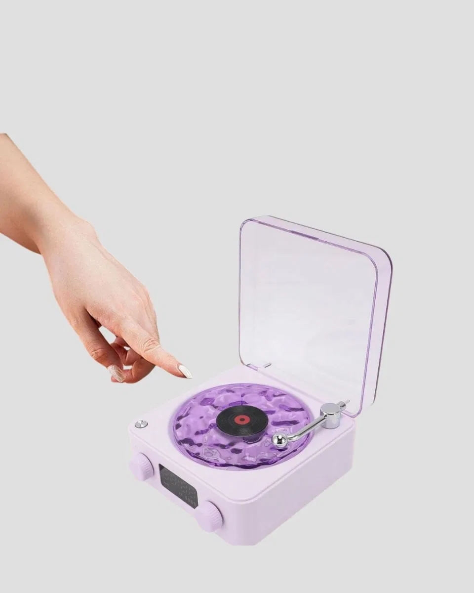 Projektör Işıklı Retro Hoparlör Bluetooth Aux Usb Hafıza Kartlı 360° Sesli Şarjlı görsel 4