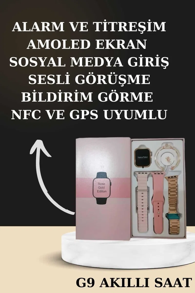 Nabız Ölçer Hediye Bileklikli Akıllı Saat ve Dijital Göstergeli Bluetooth Kulaklık Çoklu Şarj Girişi görsel 3