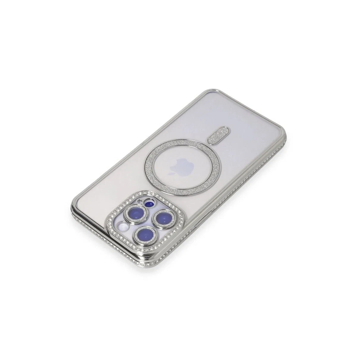 Apple İphone 15 Pro Kılıf Joke Simli Magneticsafe Kılıf - Gümüş görsel 2