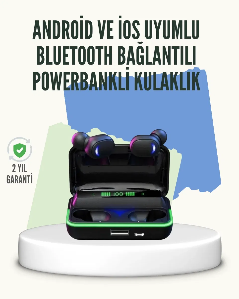 E10 Powerbank Şarjlı Bluetooth 5. 1 Kulaklık Spor ve Oyun İçin