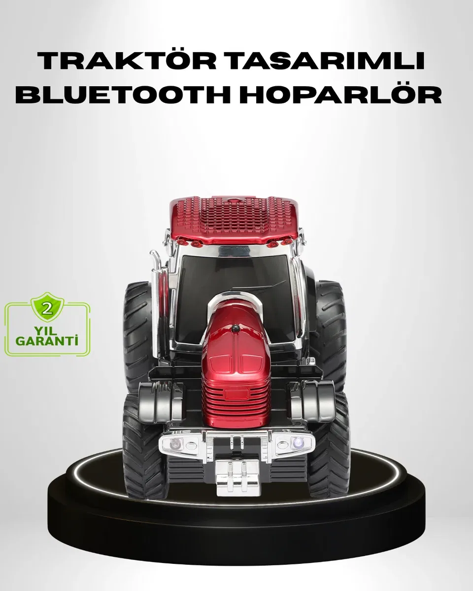 Retro Traktör Tasarımlı Kablosuz Hoparlör USB TF AUX FM Destekli