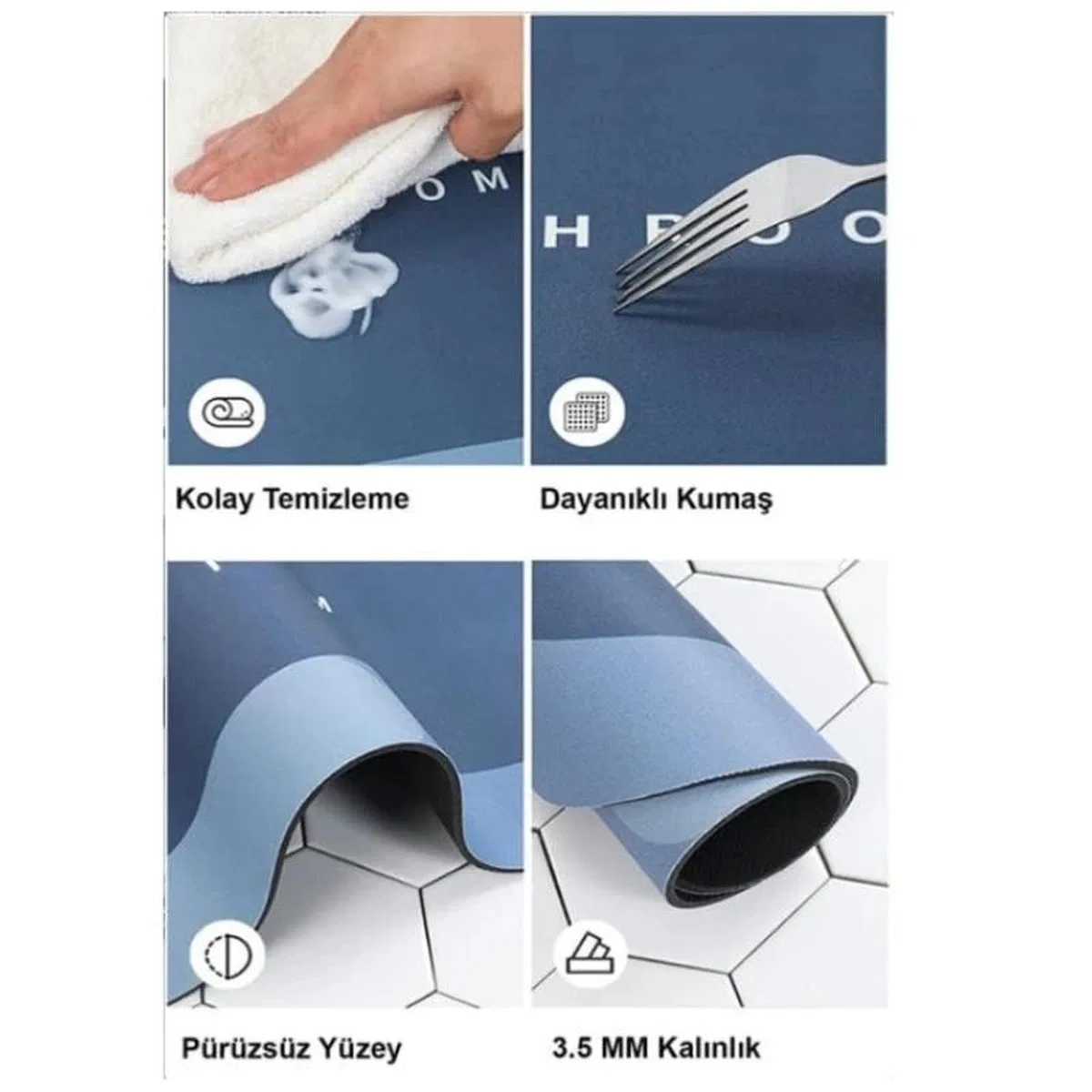 Süper Su Emici Kaymaz Tabanlı Banyo Paspası ( 40x60 )cm görsel 3