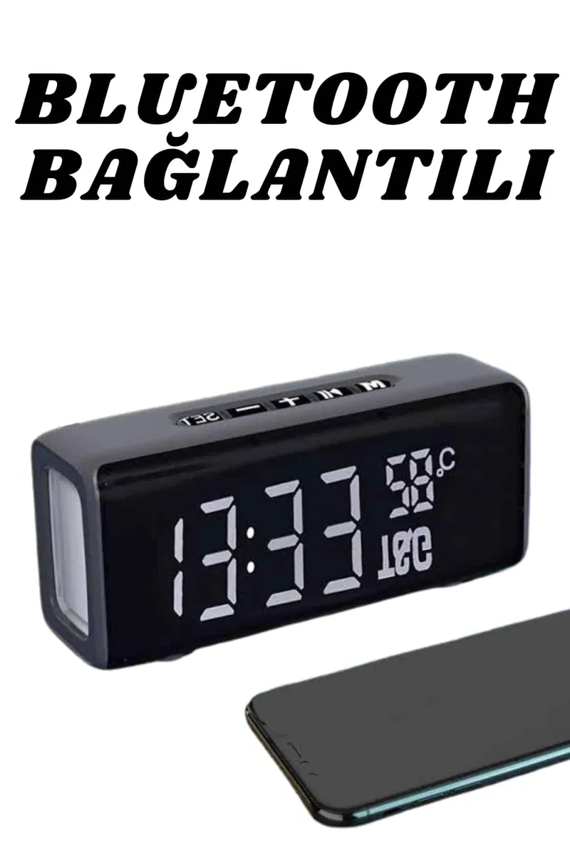 Bluetooth Hoparlör Speaker Saat Göstergeli Uzun Pil Ömrü Taşınabilir görsel 4