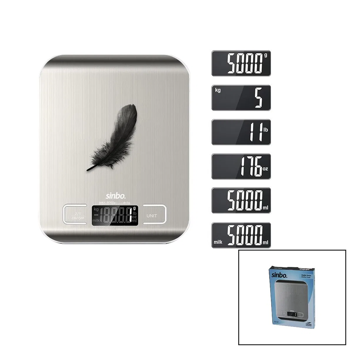 Mutfak Tartısı 5kg/1g LCD İnox görsel 2