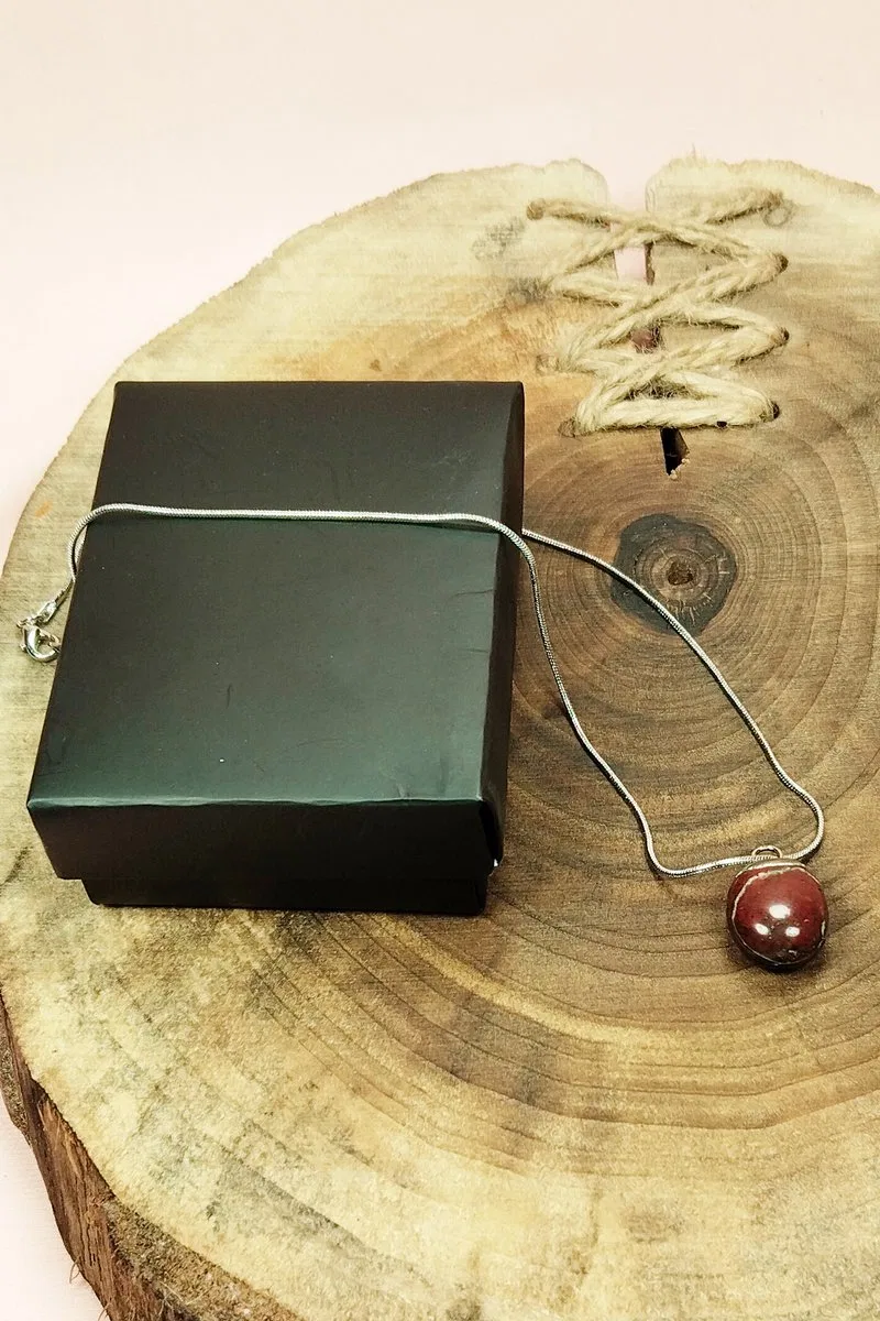 Kantaşı Doğal Taşı Zincirli El Yapımı Kolye Uç: 2 cm Zincir: 20 cm Kutulu görsel 7