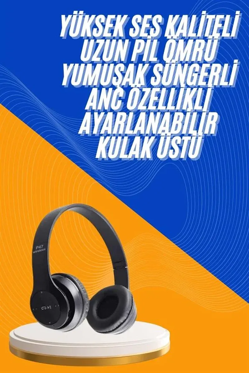 Wireless 5. 0 Bluetooth Kablosuz Kulaklık ANC Özellikli Kulak Üstü Ayarlanabilir