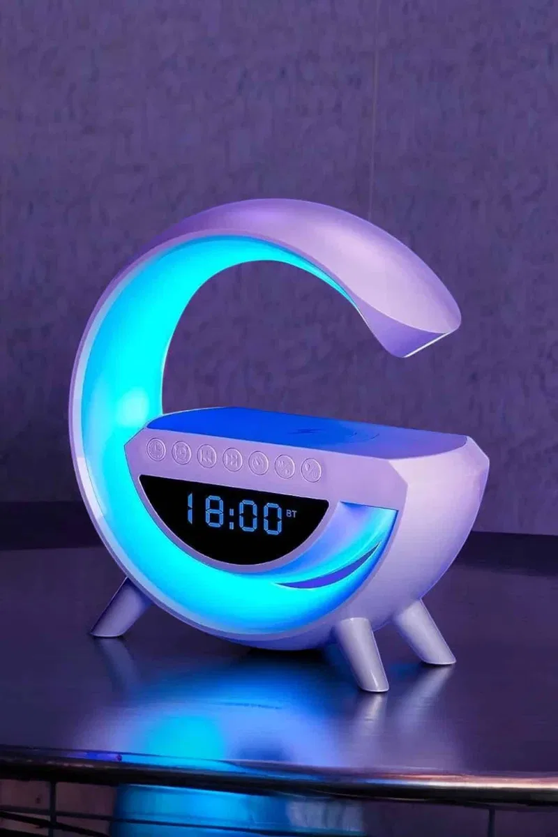 Bluetooth Hoparlör 15W Kablosuz Hızlı Şarj LED Gece Lambası görsel 3