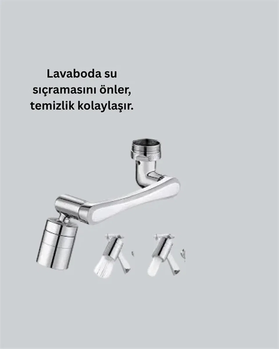 2 Modlu 1080° Dönebilen Musluk Başlığı Esnek 3 Eklemli Hareketli Tasarım görsel 5