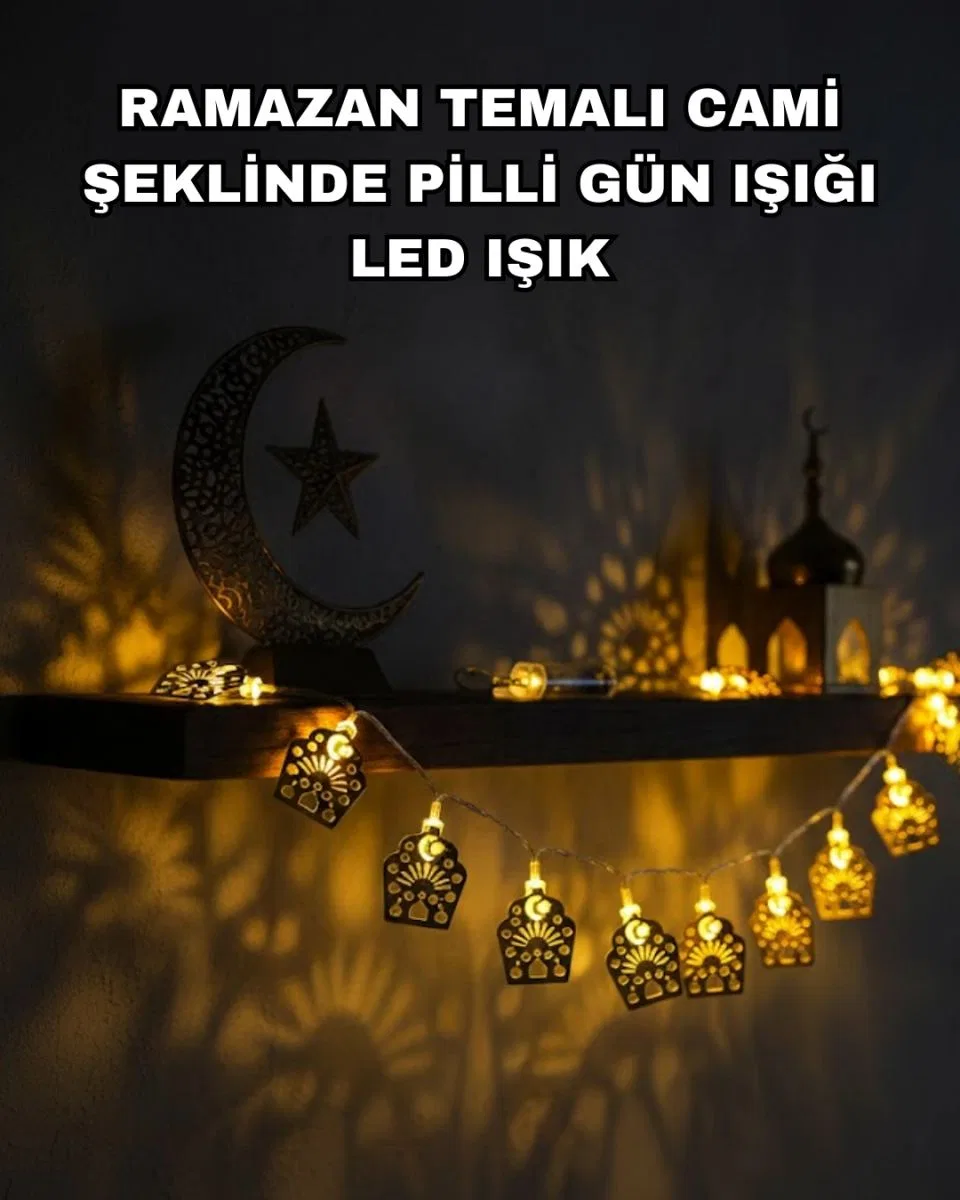 Pilli Ramazan Ve Bayram Led Işık Zinciri Cami Temalı Dekoratif