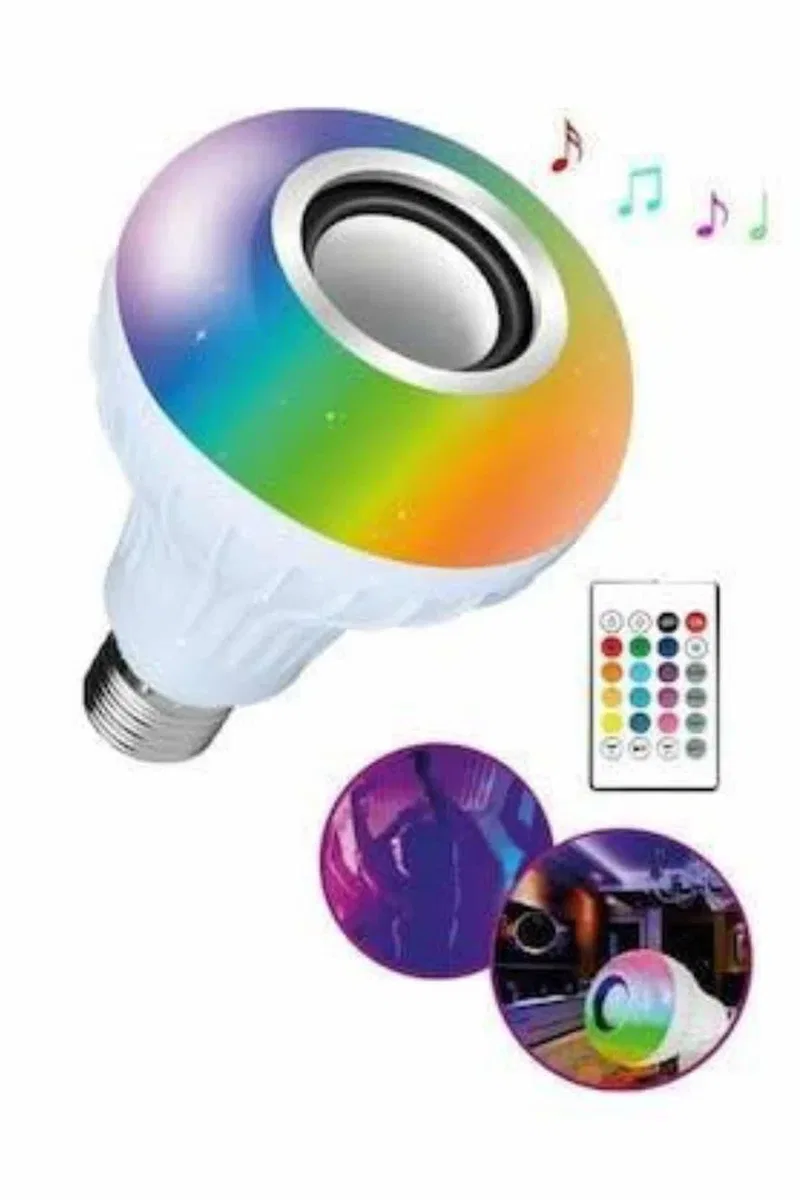 Bluetooth Hoparlör Akıllı Rgb Led Işık Renk Değiştirme Ses Bombası Ampül Görünümlü görsel 5