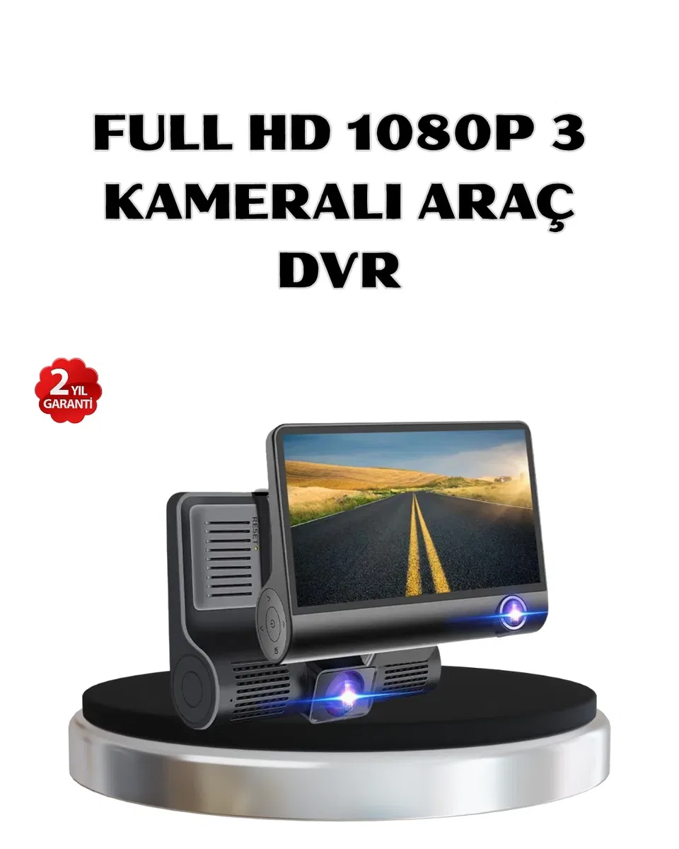 Full HD Araç Kamerası 3’lü 4. 0” Ekranlı ve HDR Gece Görüşlü
