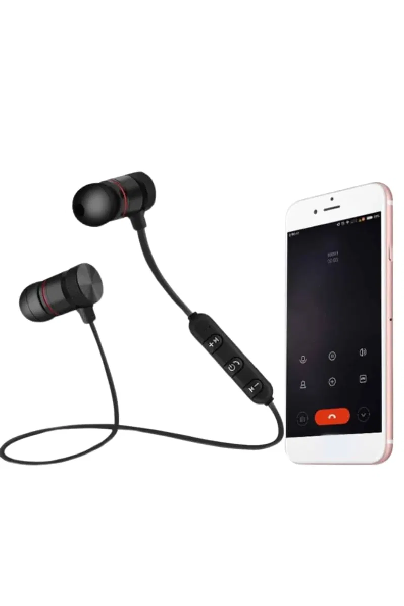 Sports Mıknatıslı Siyah Bluetooth Kulaklık Kablolu Uzun Pil Ömrü görsel 2