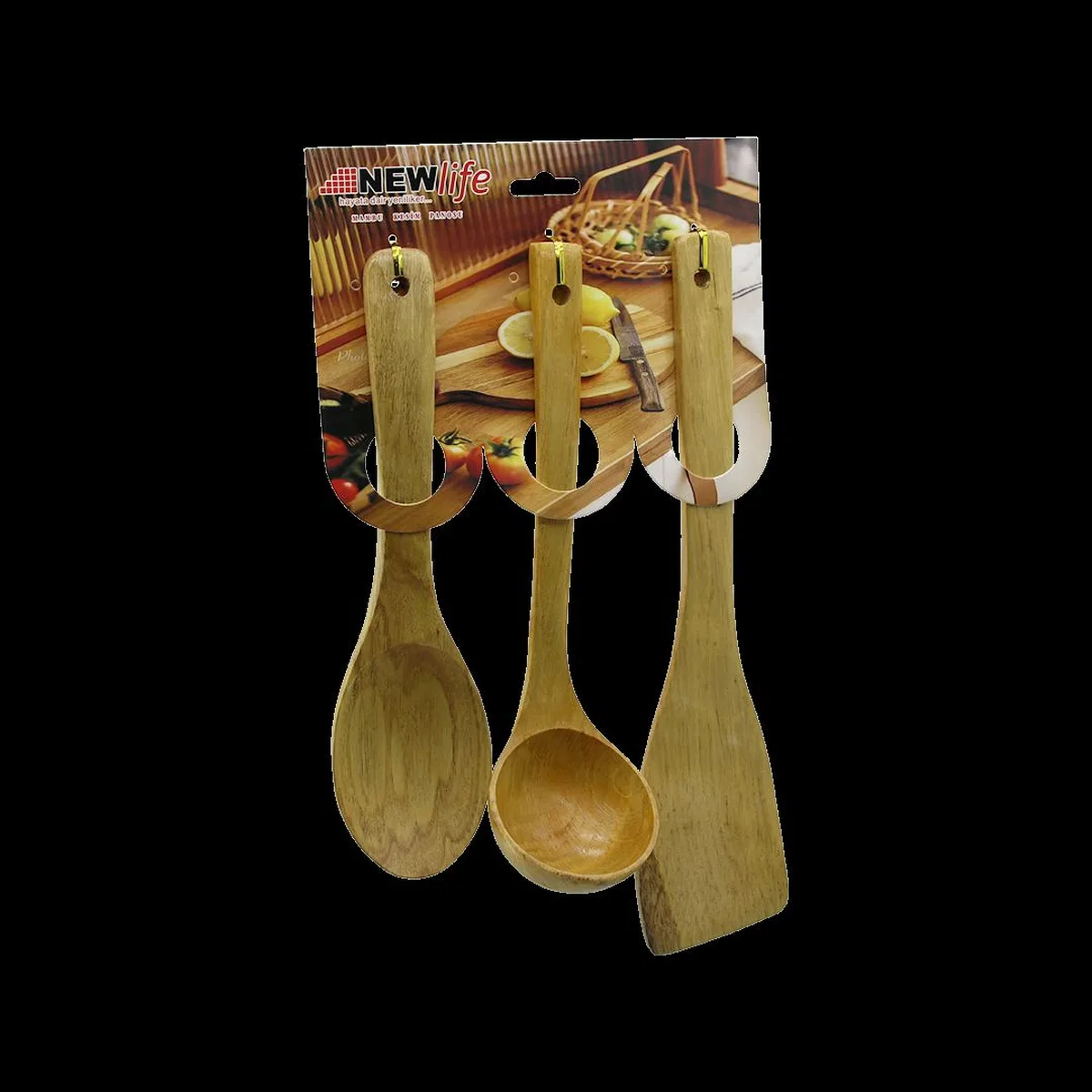Bambu Ahşap Mutfak Servis Seti 3 Parça (27/27/32 cm) görsel 2