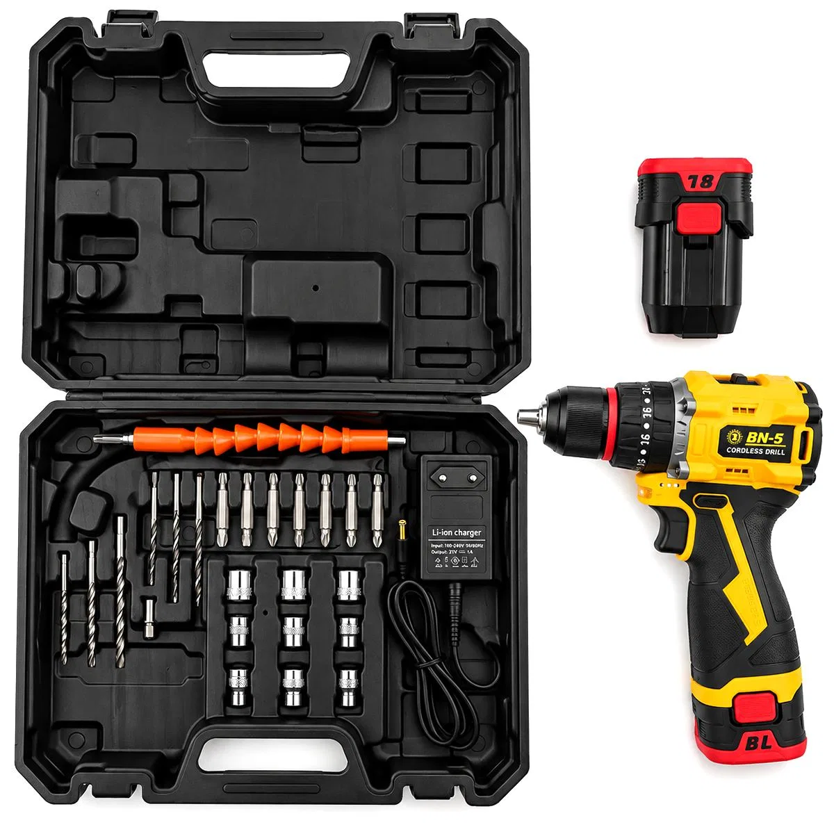 24V Fırçasız Şarjlı Darbeli Matkap + Uç Seti - 5. 0Ah, 1550 RPM, 2 Batarya görsel 3