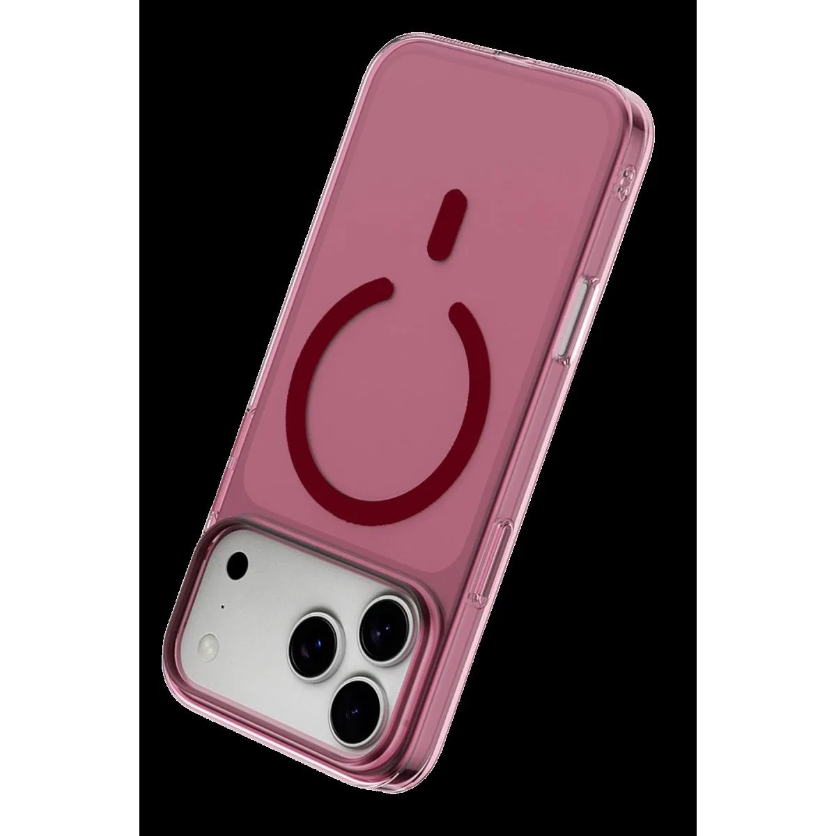 Newface Apple İphone 18 Pro Combo Sert Şeffaf Magsafe Kapak - Bordo görsel 2