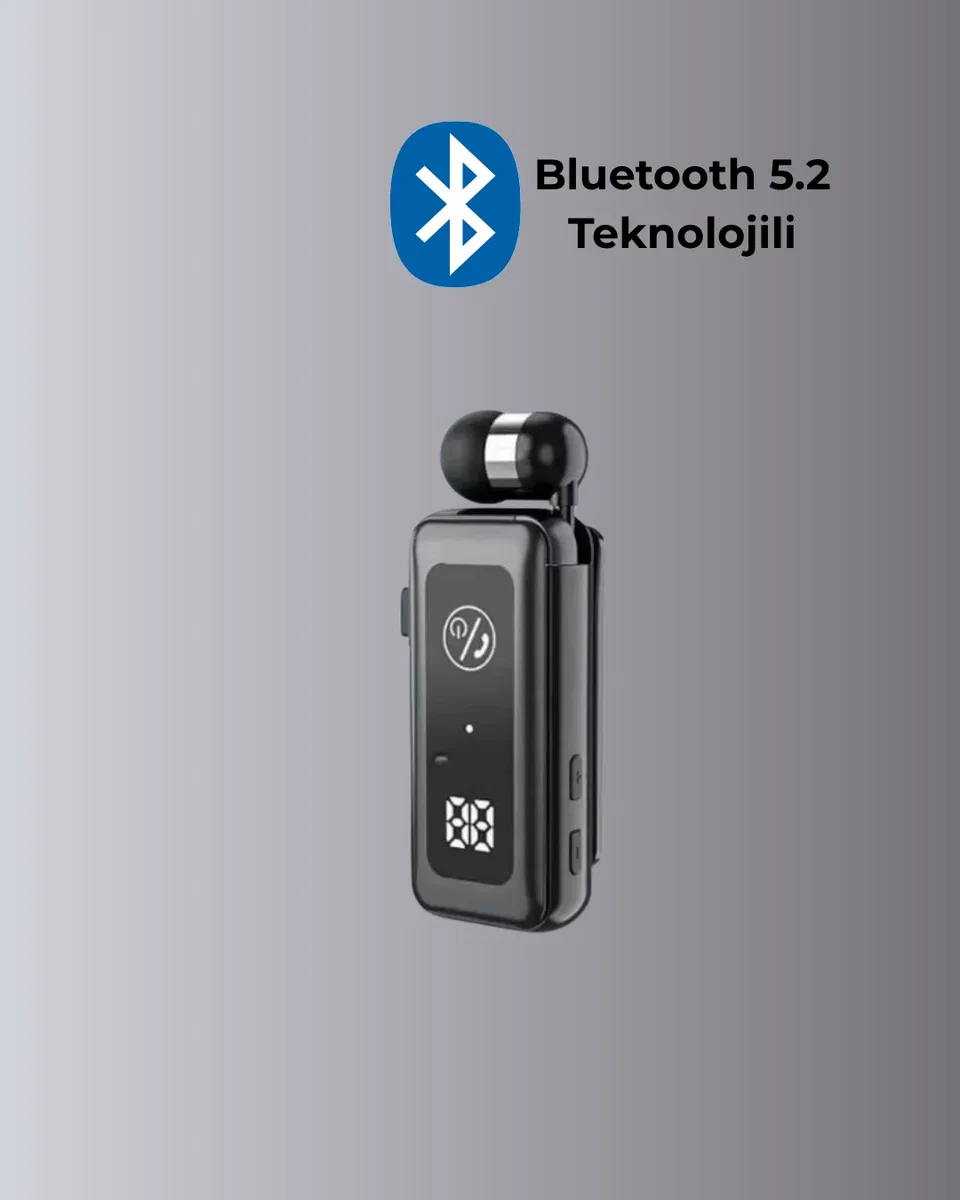 İçi Sarılabilen Kablo ve Yaka Klipsli Bluetooth Kulaklık görsel 4