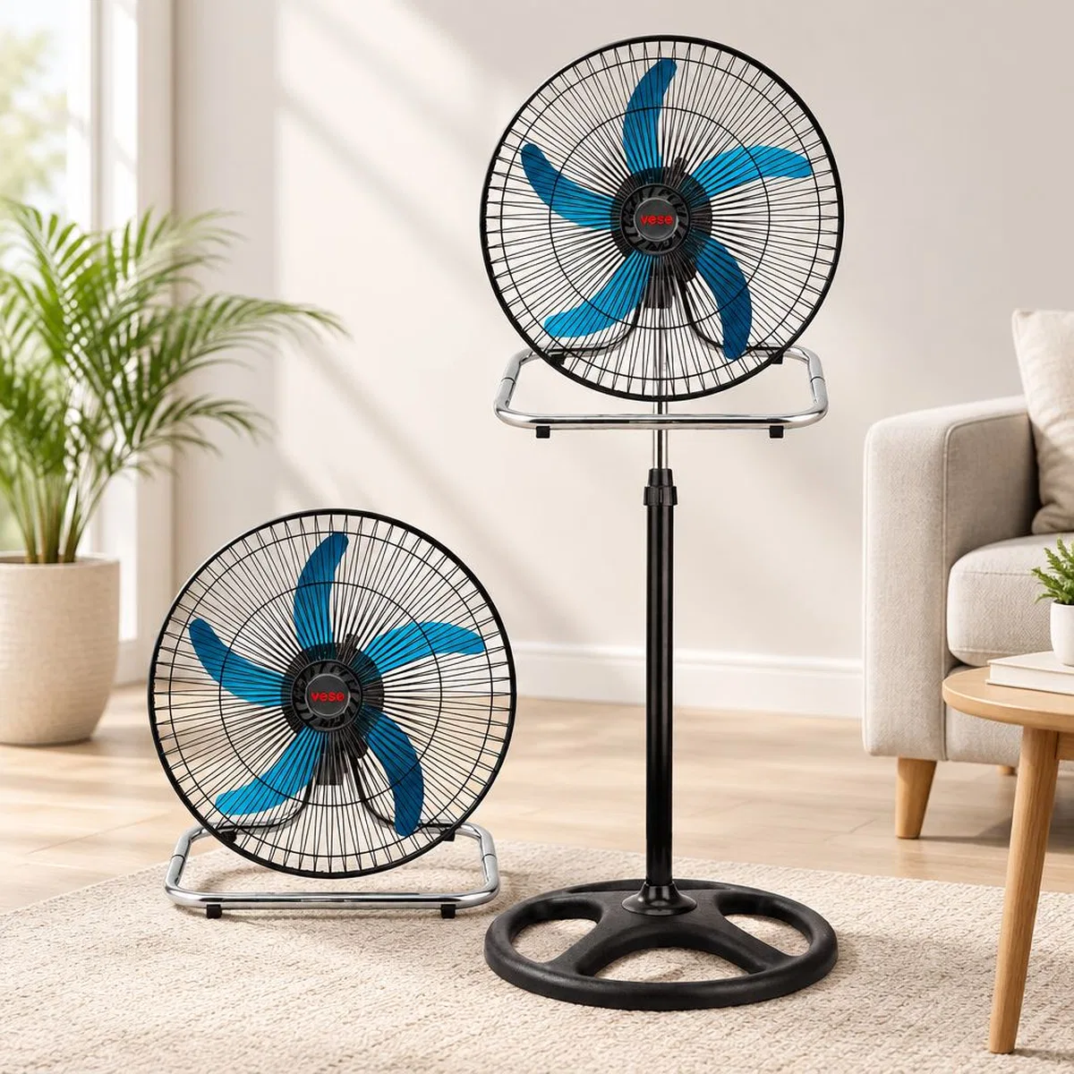 Sanayi Tipi Ayaklı Vantilatör - 5 Metal Kanatlı, 3 Kademe Hız