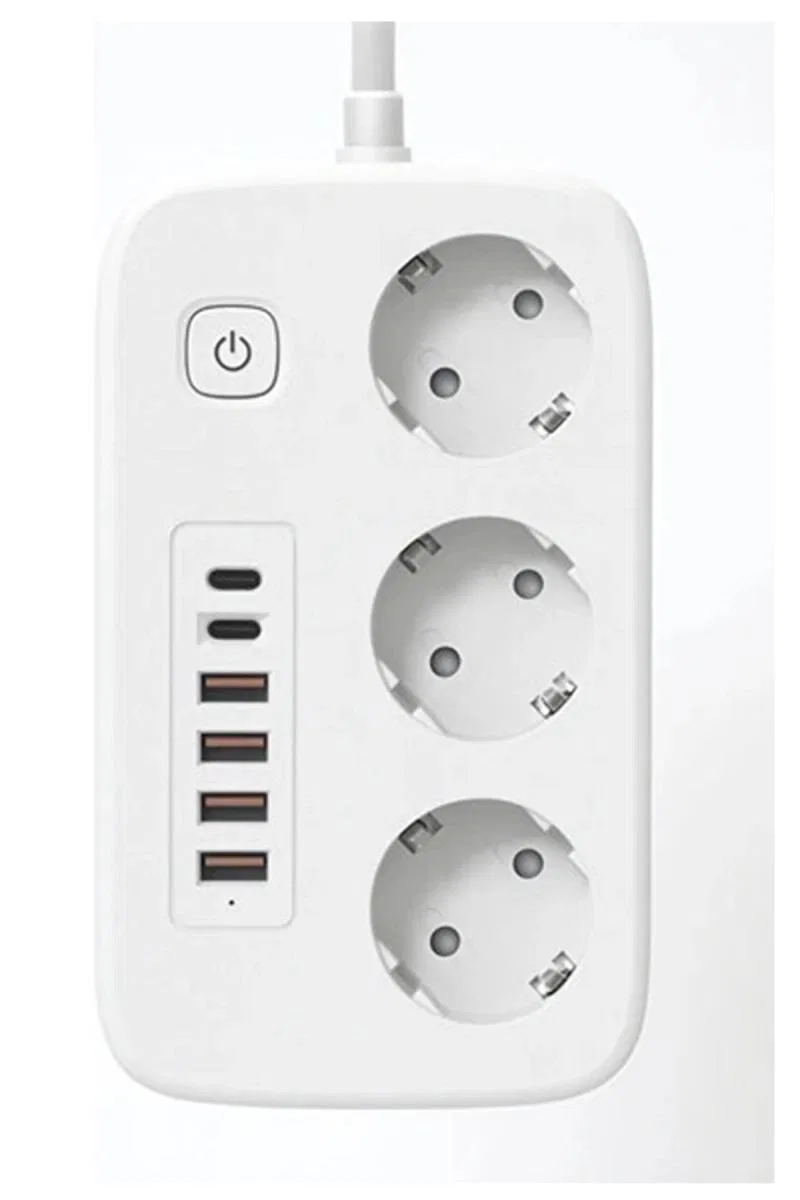  akım Korumalı Priz Ve Masaüstü Şarj İstasyonu Kablosuz 3 Priz, 4 Usb, 2 Type-c Girişli 2 Metre görsel 3