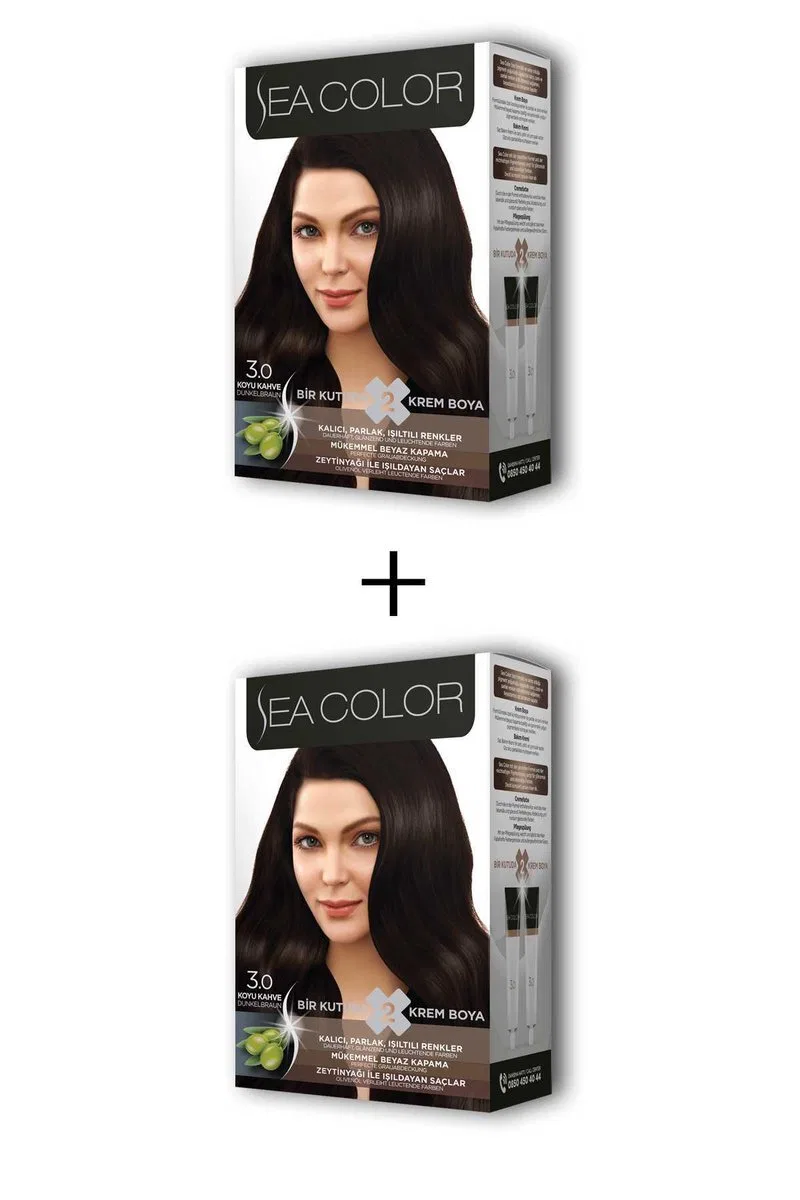 2X2 Tüp Krem Saç Boyası Seti Koyu Kahve No: 3. 0