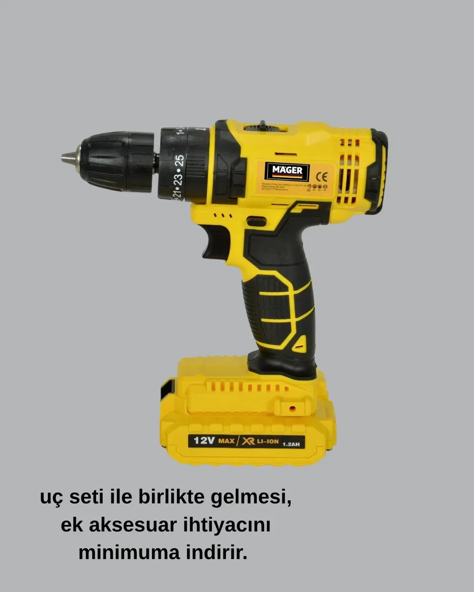 Çift Bataryalı 12V Akülü Matkap | 10 mm Metal, 20 mm Ahşap Delme Kapasitesi görsel 4