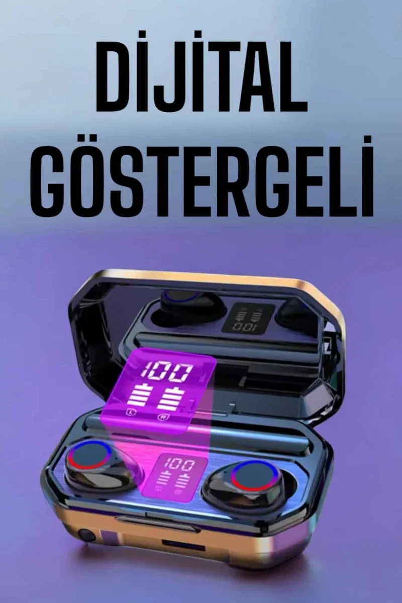 Kablosuz Bluetooth Kulaklık Dijital Göstergeli Uzun Pil Ömrü görsel 4