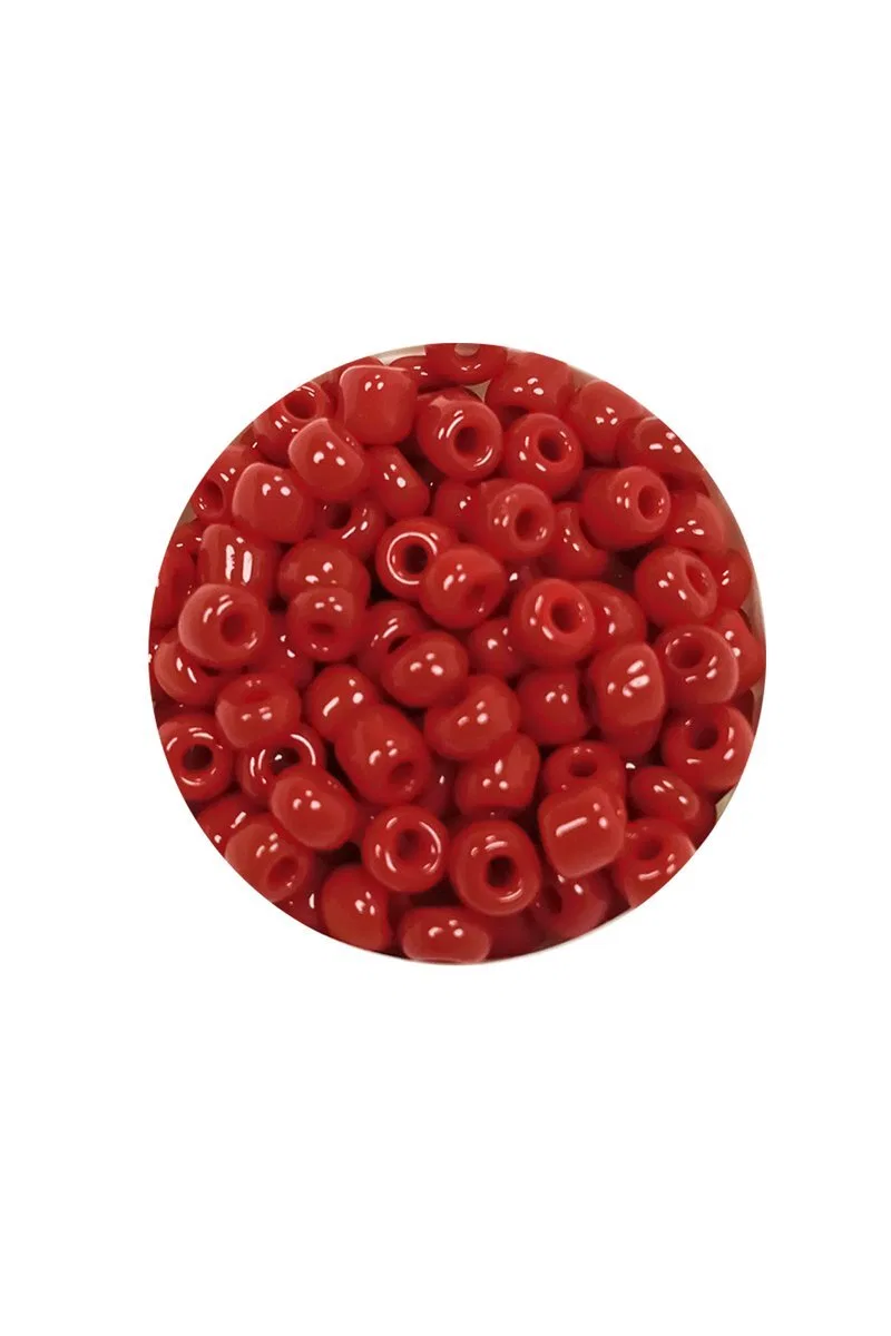 Dökme Cam Kum Boncuk Büyük Boy (6/0) 4 mm - 20 Gram - Koyu Kırmızı - BNC074 görsel 2